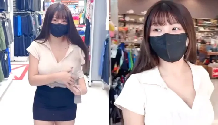 Déshabillage dans un supermarché - le processus complet exposé - super embarrassant