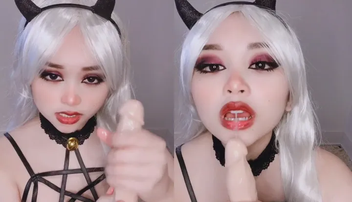 Fair-skinned, lascivious little devil, erotic oral sex