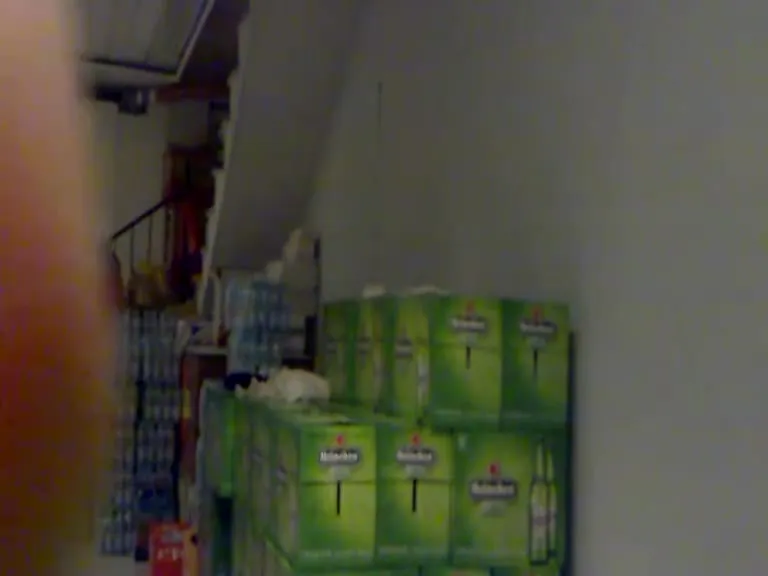 Im kleinen Lager des Lebensmittelgeschäfts und seiner kleinen Freundin zum Vorschein kommen und sich vergnügen