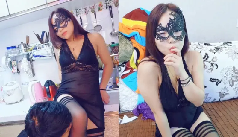 Pretty Girl Big Chef ~ Black Pantyhose Completely Satisfies Your Feet Fetish