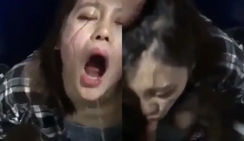 สาวสวยเมาโดนสาดน้ำฉี่ แล้วเริ่มเป่า