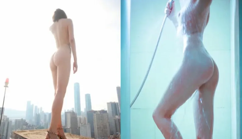 Le photographe Tang Bu Re Lycra a vu ses photos de Dieu brisé fuiter ~ tout nu sur le toit, se baigner avec des seins tendres et autres photos de gros seins de grande ampleur ~