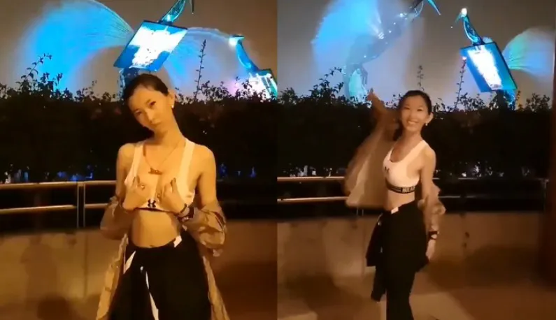 Lễ hội đèn lồng đèn lồng phun nước !! Tôi giải phóng ngực bự dưới đèn lồng !!