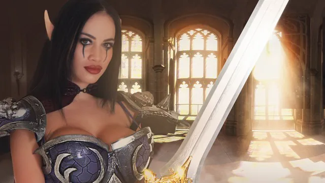 Victoria June 在 Whorecraft 360 VR Cosplay 中扮演 Lady Slyvanus 时被操